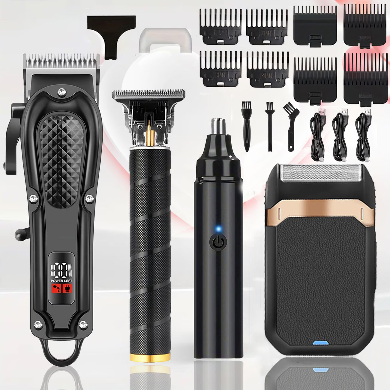 4pcs Men's Cordless Hair Clipper Kits - USB Charging Electric Hairdresser