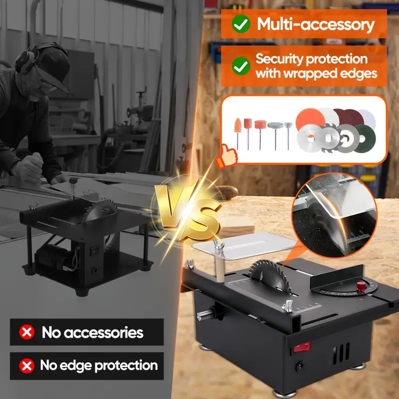 Mini Table Saw, Multi-function Portable Adjustable, Cutting, Sanding, Engraving, Drilling, All-in-one