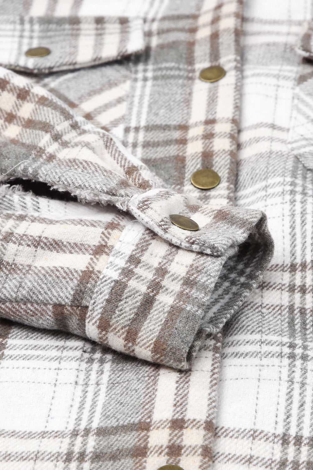 Plaid Pattern Sherpa Lined Hooded Shacket