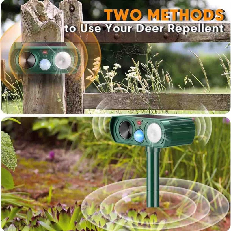 Animal Repeller Ultrasonic Solar Power Outdoor Pest Cat Mice Sensor Pir Portable Repeller