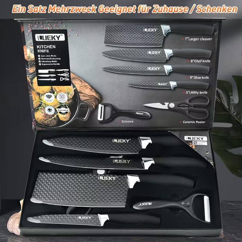 Professional 6pcs Kitchen Knives Set, Chef, Cleaver, Slicer