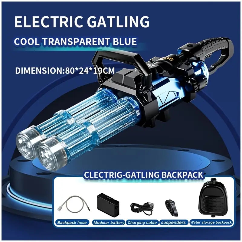 Gatling Electric Water Gun For Adults Kids Ages 8+, Most Powerful Automatic Squirt Gun, High Powered 28-32 FT Long Range Auto Water Blaster
