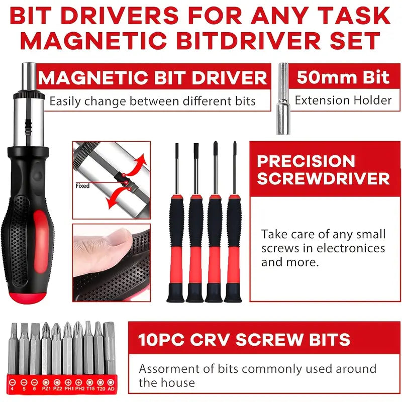 98pcs Cordless Drill -Tool Box With Drill, 12V Cordless Power Drill Set, 25+1 Position Electric Drill