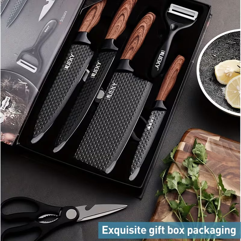 Professional 6pcs Kitchen Knives Set, Chef, Cleaver, Slicer