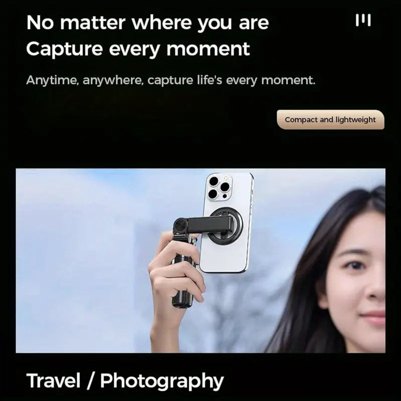 New 4-in-1 Magnetic Selfie Stick & Phone Tripod Remote - 360° Rotation, Portable Travel Stand for Video Recording & Vlogging