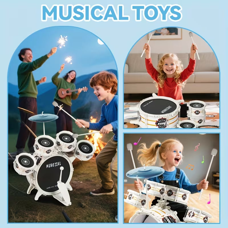 5pcs Kids Drum Set with Cymbal, Drumsticks, Pedal & Stool - Complete Percussion