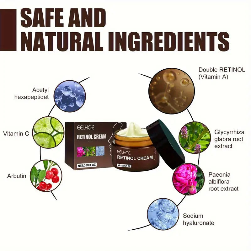 6pcs EELHOE Retinol Cream 30g/1.05fl.oz - Hydrating & Firming Day/Night Moisturizer with Vitamin C, Glycerin