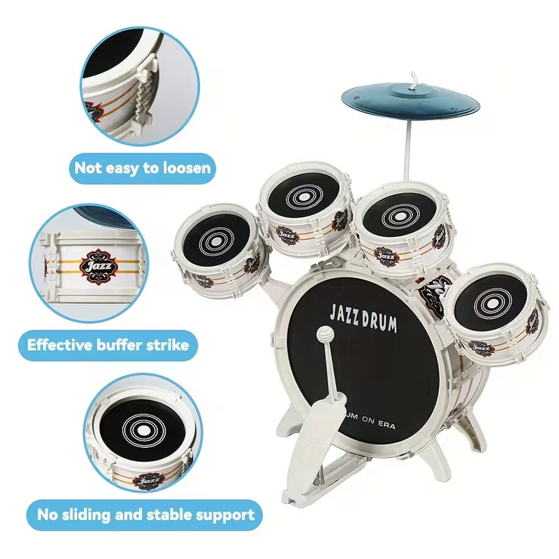5pcs Kids Drum Set with Cymbal, Drumsticks, Pedal & Stool - Complete Percussion