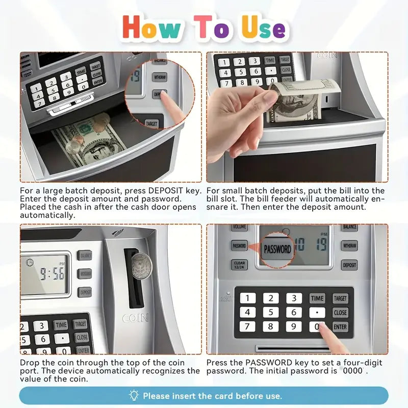 Extra Large Storage ATM Bank, Savings Card, ATM Penny Bank