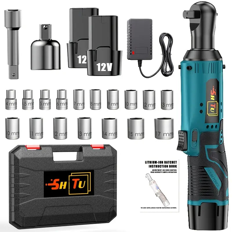 Cordless Ratchet Wrench with Brushless Motor - Heavy-Duty Electric Wrench, 12V Lithium-Ion Power Tool