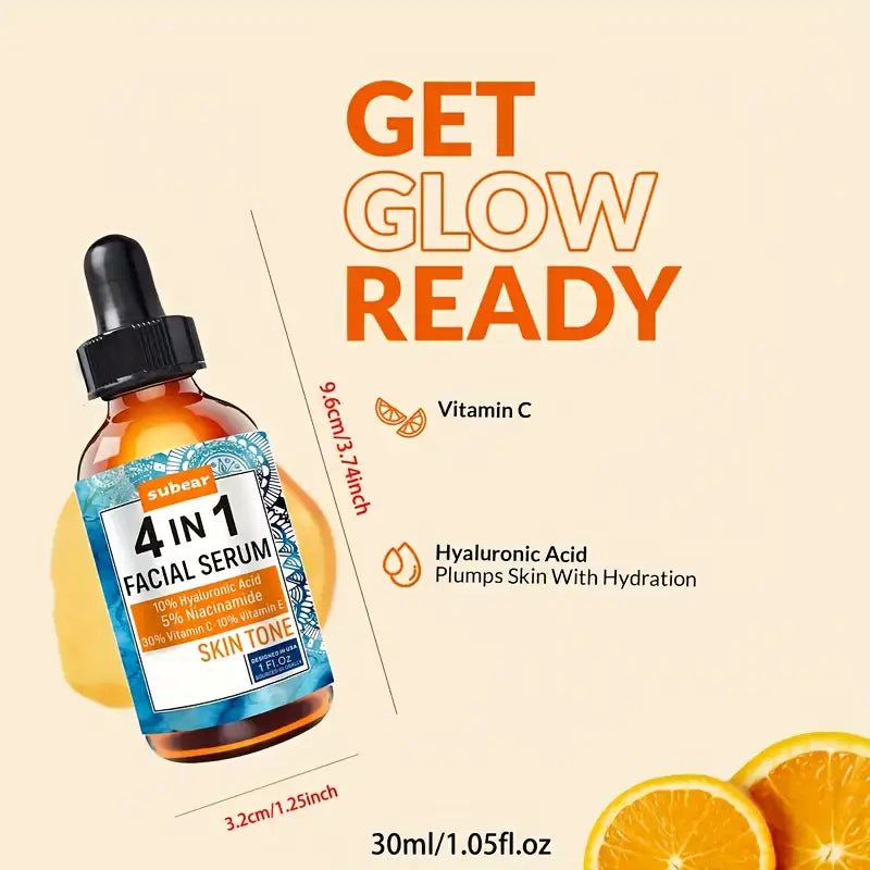 5pcs-4in 1 Hyaluronic Acid Facial Serum, Winter Face Moisturize Serum