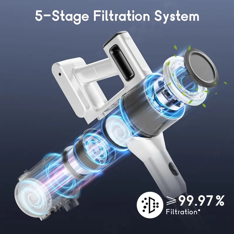 Cordless Vacuum Cleaner, MAX 70Kpa Powerful Stick Vacuum with 45min Runtime