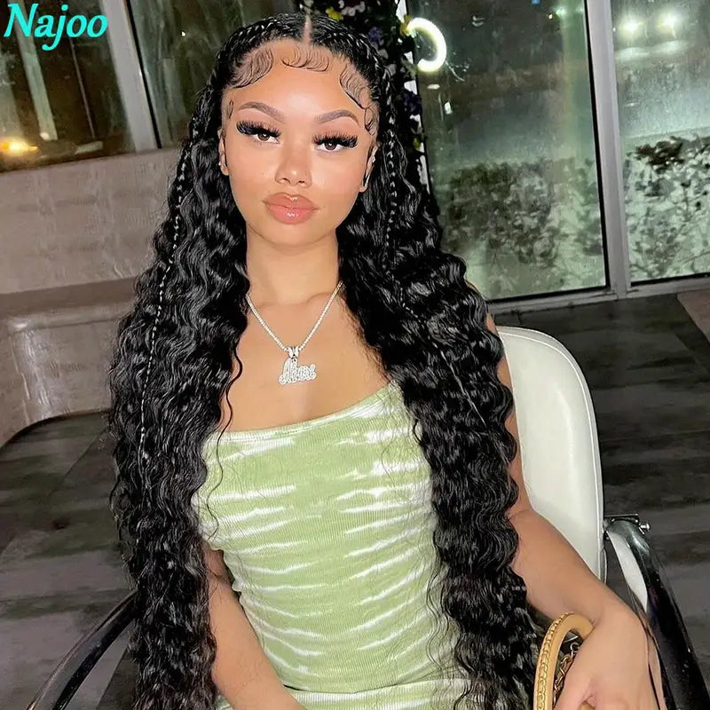 250% Density Brazilian Virgin Human Hair Lace Front Wig - Natural Black Curly Texture, HD Transparent Lace Frontal