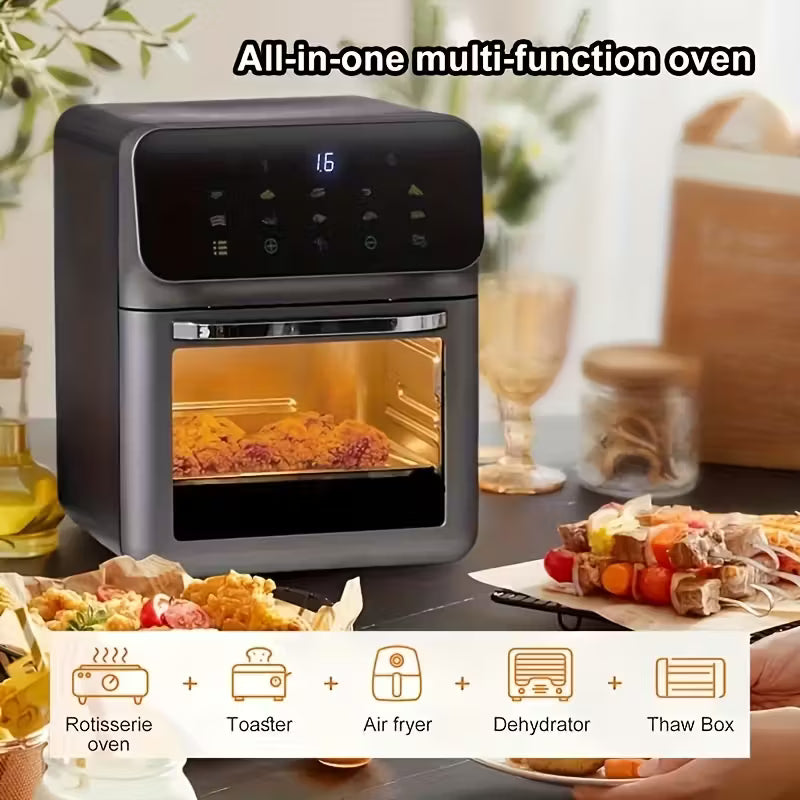 Multifunctional Air Fryer Toaster Oven, 5-in-1 XL Convection Oven with Integrated Smart Cooking Thermometer