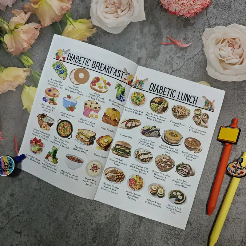 Diabetes Diet Plan Book, 91 Pages with Recipes, 3 Diabetic Food Lists and Meal Planning Sheets