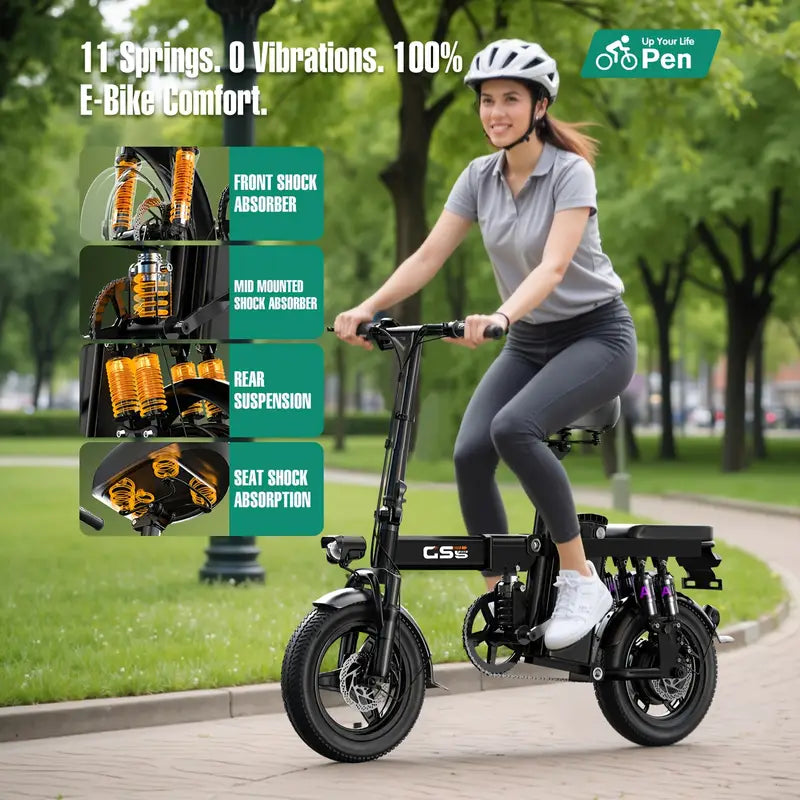 Adult Electric Bike with 740W Peak Power, 45MPH Folding E-Bike