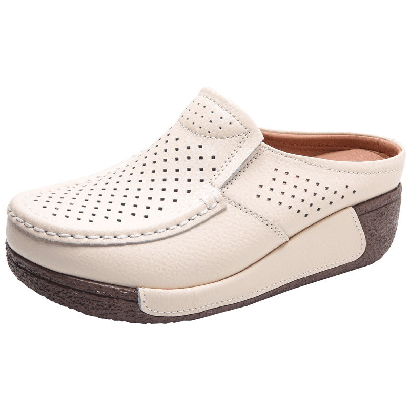 Fashionable All-match Rocking Shoes Thick-soled Muffin Closed Toe Half Slippers