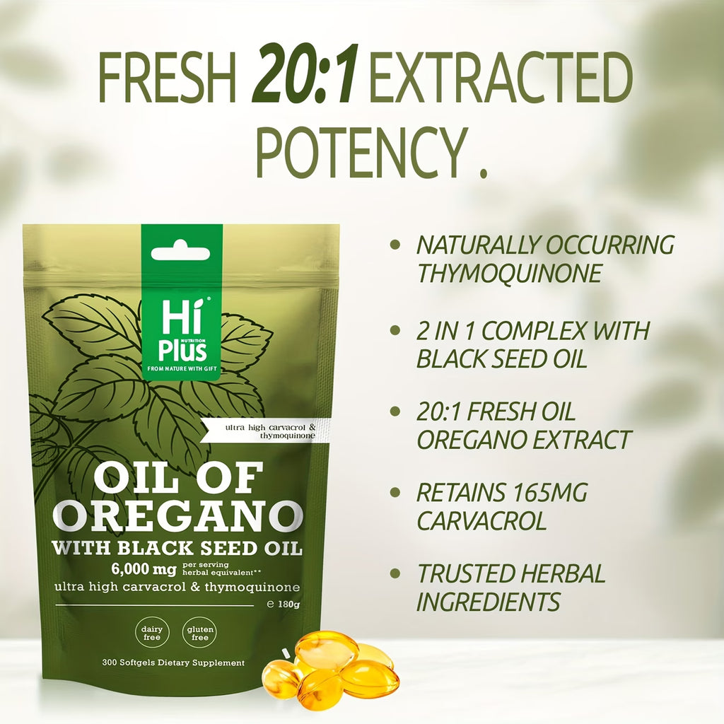 Hi Plus Oil Of Oregano Softgels 6000mg Per Serving, 300 Count