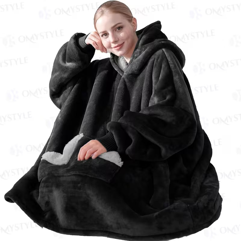 Thick Wearable Blanket Sweatshirt - Warm And Cozy Giant Blanket Hoodie