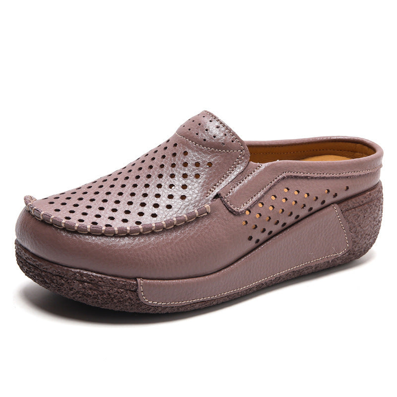 Fashionable All-match Rocking Shoes Thick-soled Muffin Closed Toe Half Slippers