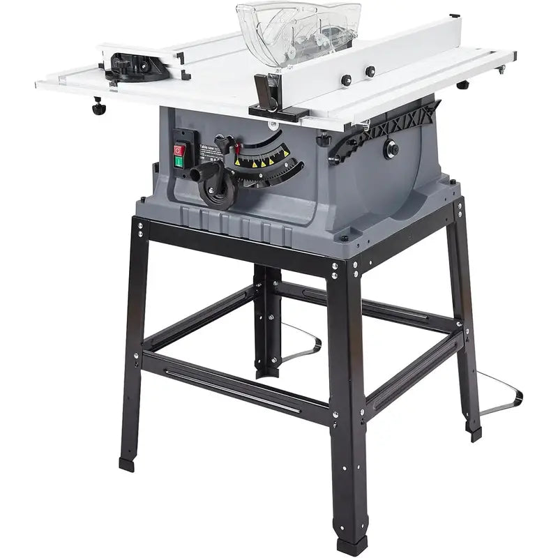 10 Inch Table Saw, 15 Amp 5000RPM Powerful Tablesaw With Stand & Protective Cover