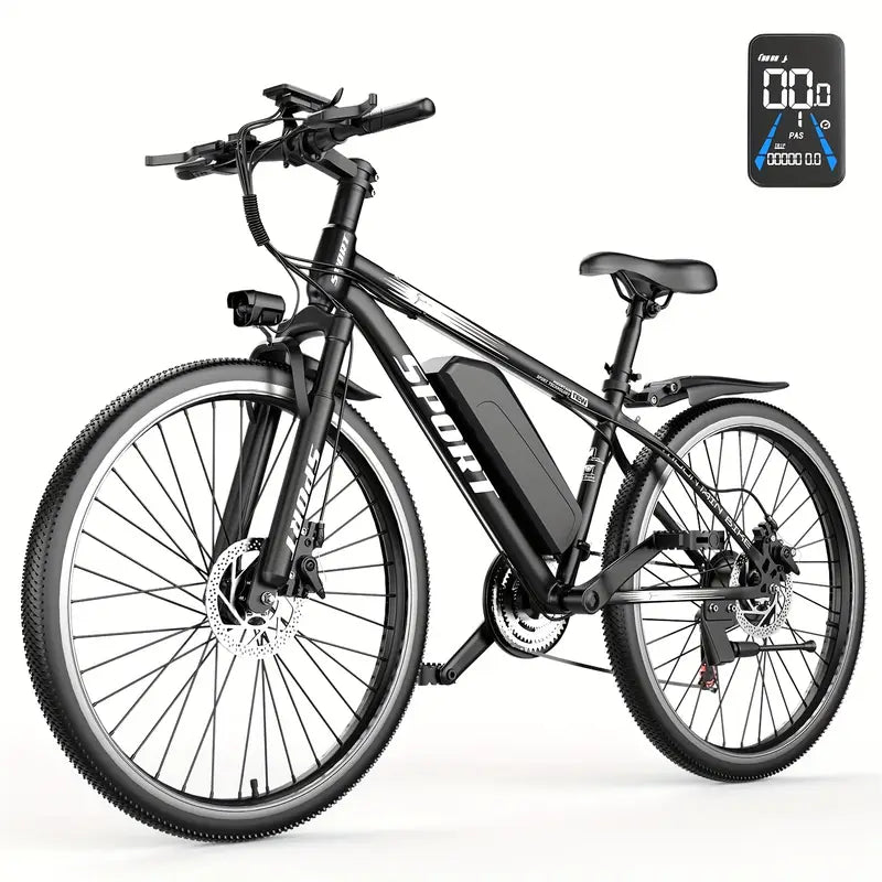 26-Inch Adult Electric Bicycle, Peak 740W Brushless Motor, 20MPH