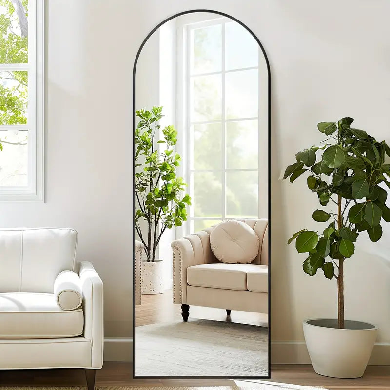 Full Length Mirror, Arched Floor Mirror Freestanding, 58×19 In Floor Standing Mirror Full Body