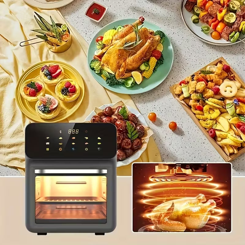 Multifunctional Air Fryer Toaster Oven, 5-in-1 XL Convection Oven with Integrated Smart Cooking Thermometer