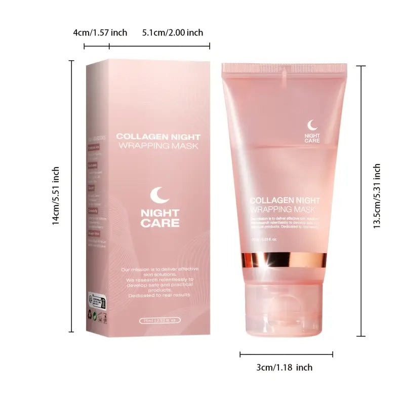 Collagen Night Wrap Mask with Jelly Brush, Alcohol-free Gentle, Deep Moisturizing, Nourishing