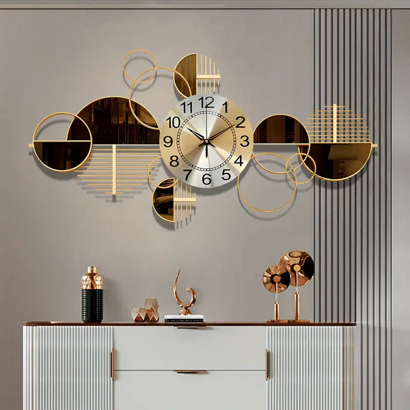 Metal Wall Clock Decorative 3D Metal Wall Art Clock For Living Room Bedroom Creative Modern Big Wall Clock Decor