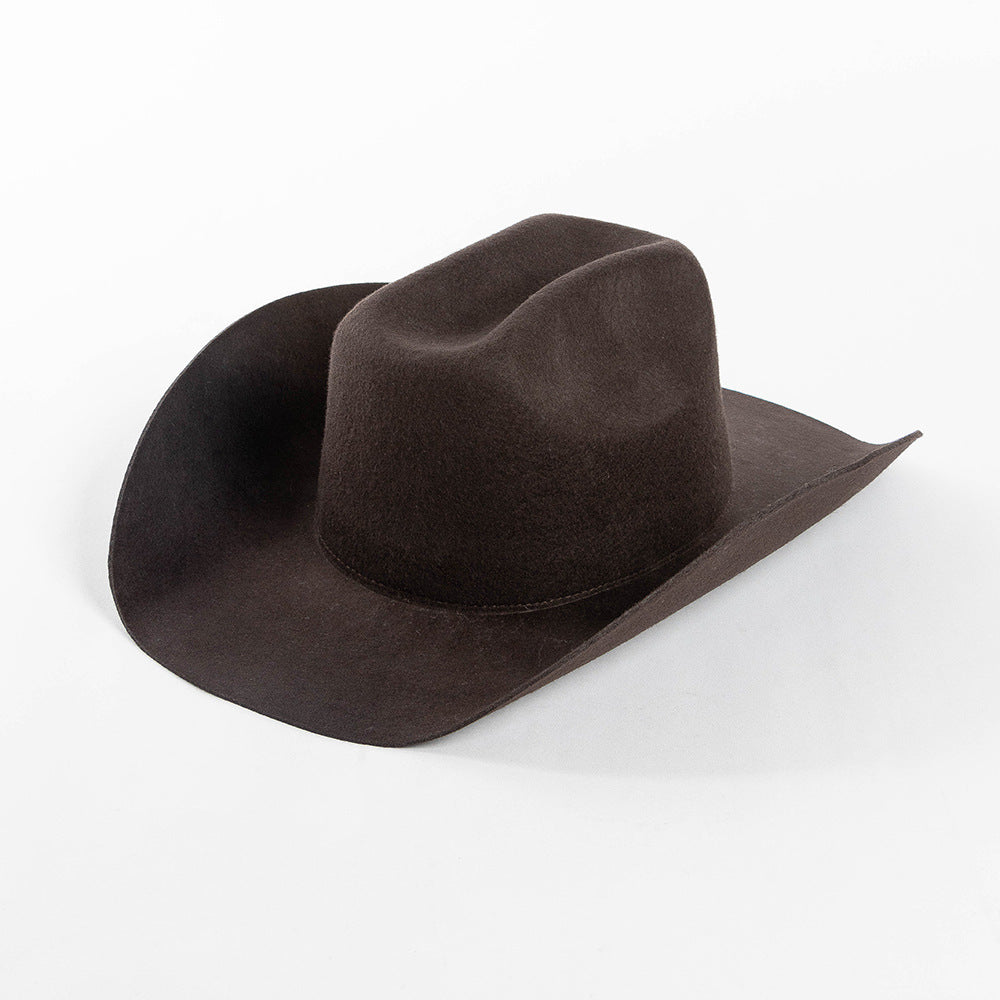 Fashion Casual Curling Wool Felt Cowboy Hat