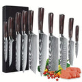 10pcs Mahogany Kitchen Chef Knife Set, 3.5-8 Inch, High Carbon Stainless Steel, Ergonomic Wooden Handle