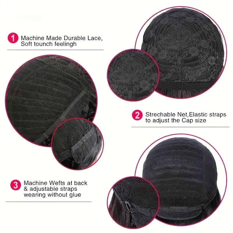 180% Density Glueless 6 Inch Afro Curly/Kinky Brazilian Remy Human Hair Wig for Women