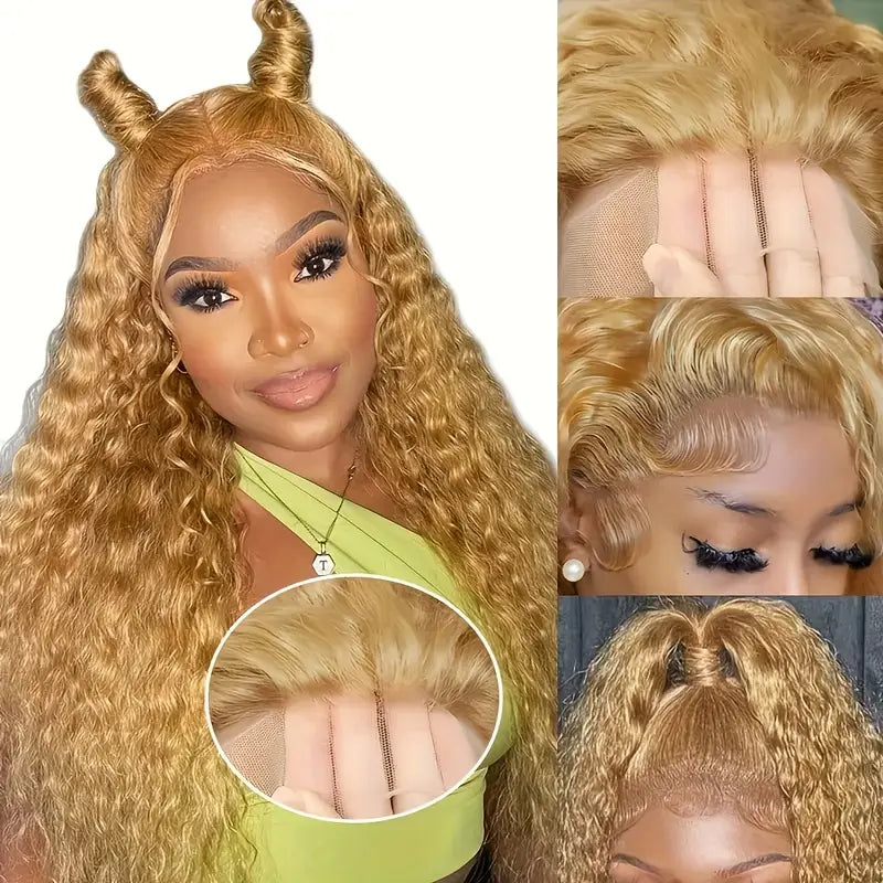 200% Density Honey Blonde Wig Human Hair 13x6 Peruvian Transparent Lace Frontal Wigs Human Hair Pre Plucked With Baby Hair