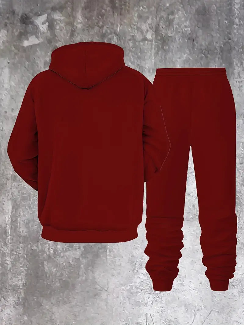 Casual Comfortable Men's Long-Sleeve Sweatshirt Set | Minimalist Denim Pattern Print