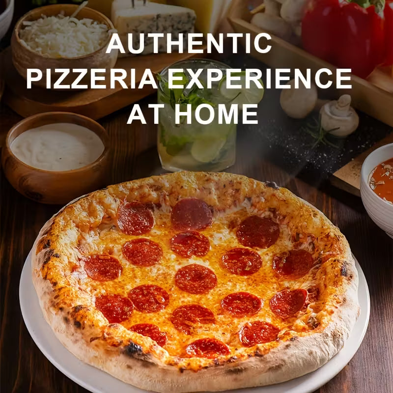 Electric Pizza Oven, 12" Indoor Countertop Pizza Maker, 1200W 5-Min Crisp, Dual Knob Control