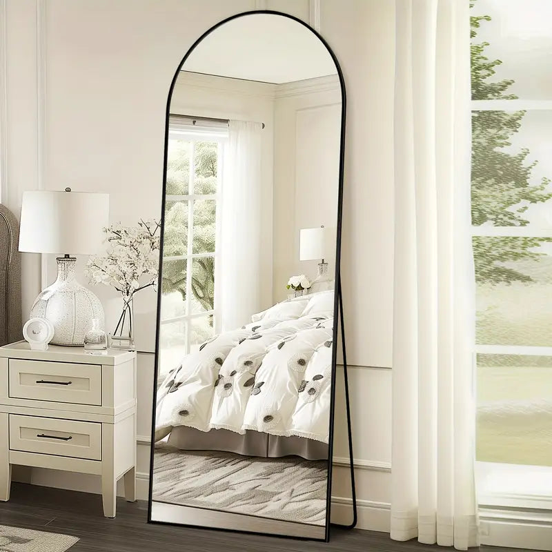 Full Length Mirror, Arched Floor Mirror Freestanding, 58×19 In Floor Standing Mirror Full Body