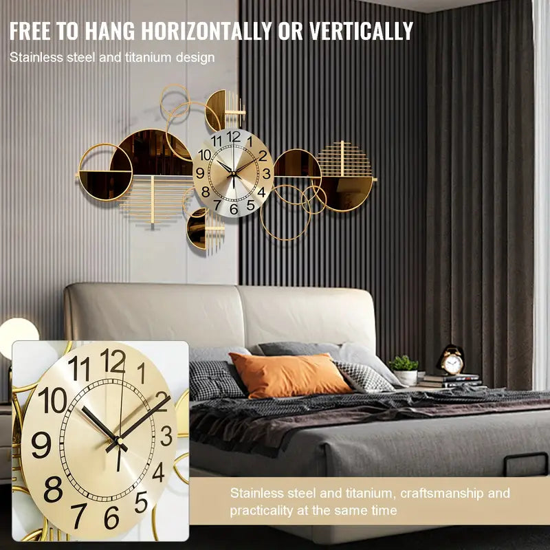 Metal Wall Clock Decorative 3D Metal Wall Art Clock For Living Room Bedroom Creative Modern Big Wall Clock Decor