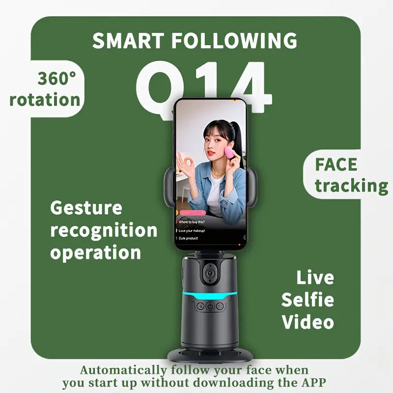 AI 360° Rotation Anti-Shake Portable Device for Live Streaming & Travel Vlog