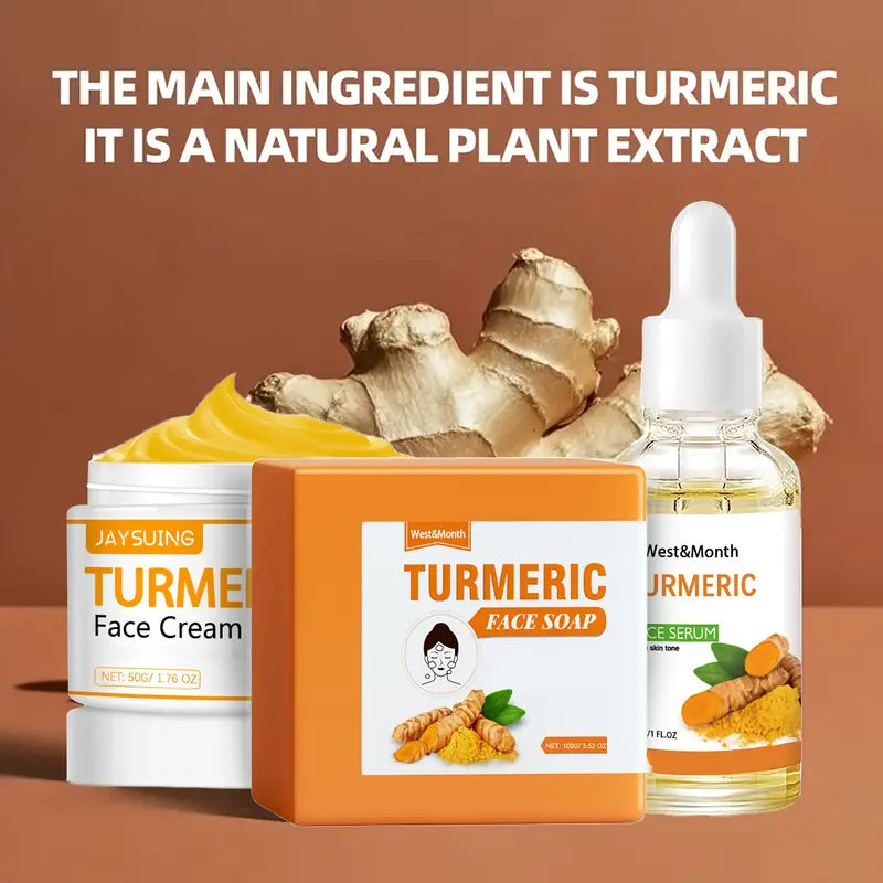 3pcs/ Set (turmeric Cream, Turmeric Essence Soap, Turmeric Oil), Moisturizing Skin Care Set
