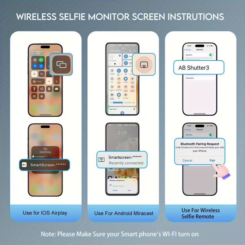 Magnetic Vlog Selfie Monitor Screen with BT Remote & Accessories
