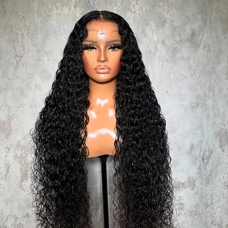 34" Glueless Water Wave Human Hair Wig - Pre-Plucked 5x5 HD Lace Closure, 250% Density Brazilian Virgin Hair