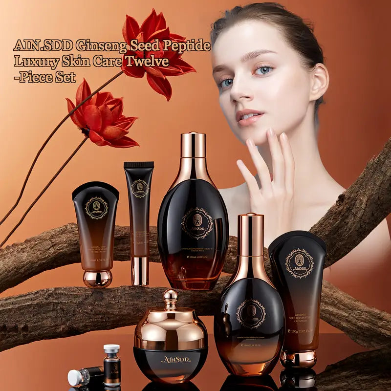 Ginseng Seed Polypeptide Luxury Skin Care 12pcs Set Helps Skin Maintain A Youthful Glow