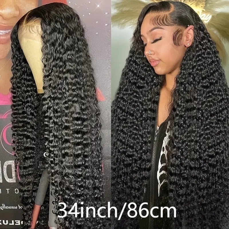 34" Glueless Water Wave Human Hair Wig - Pre-Plucked 5x5 HD Lace Closure, 250% Density Brazilian Virgin Hair