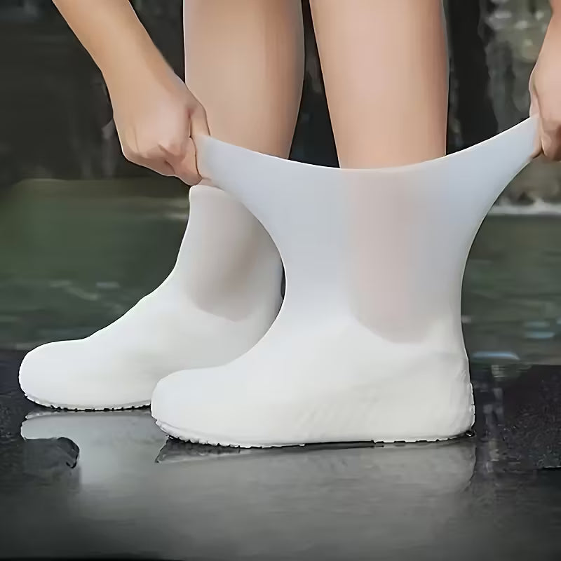 Two Pairs Of Silicone Shoe Covers, Waterproof, Rainproof, Reusable, Anti Slip Shoe Covers