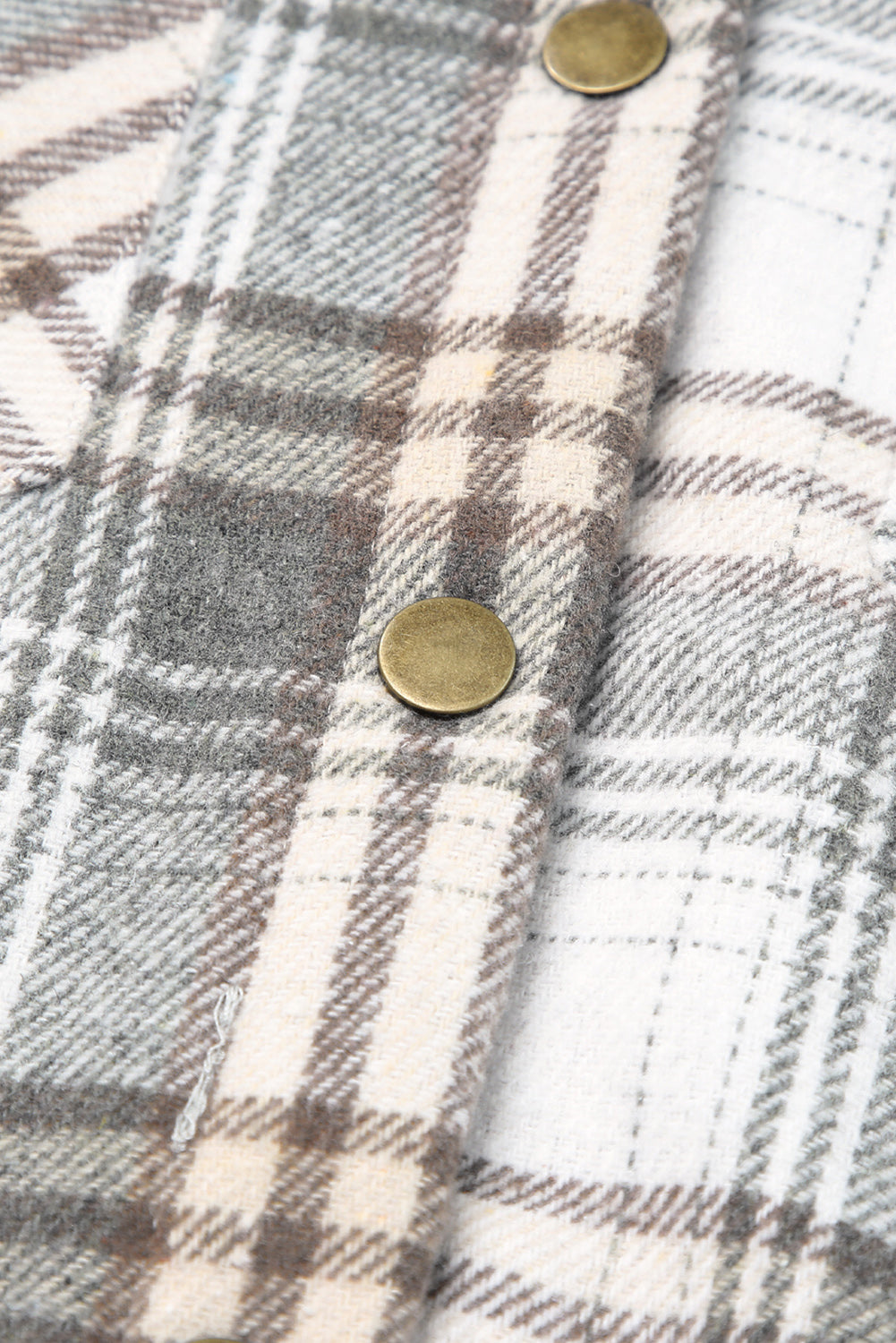 Plaid Pattern Sherpa Lined Hooded Shacket