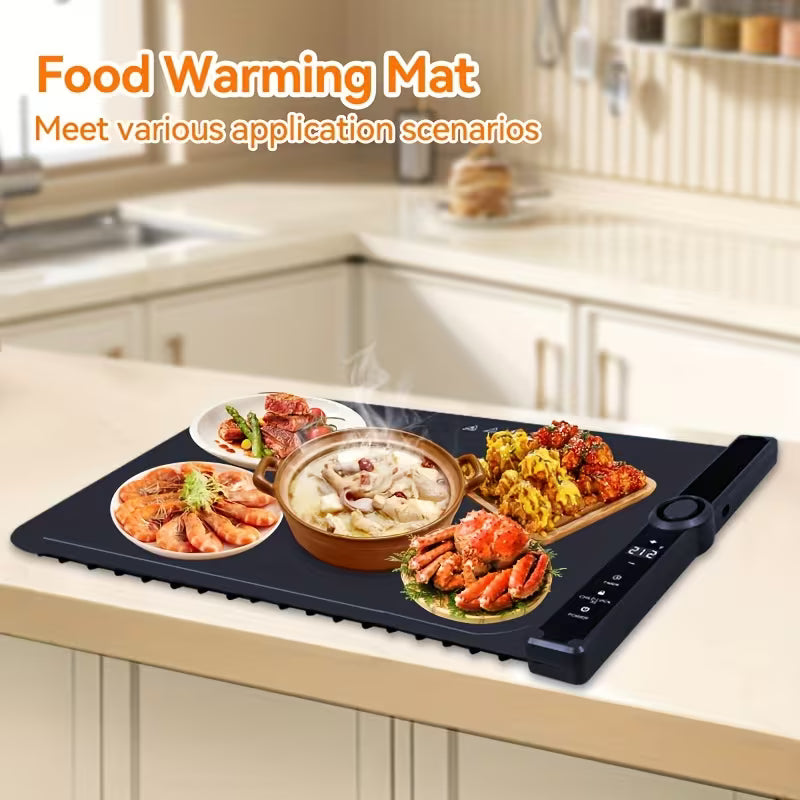 Food Warming Pad, Made Of Silicone, with 3 Temperature Levels And 6-hour Timing Function