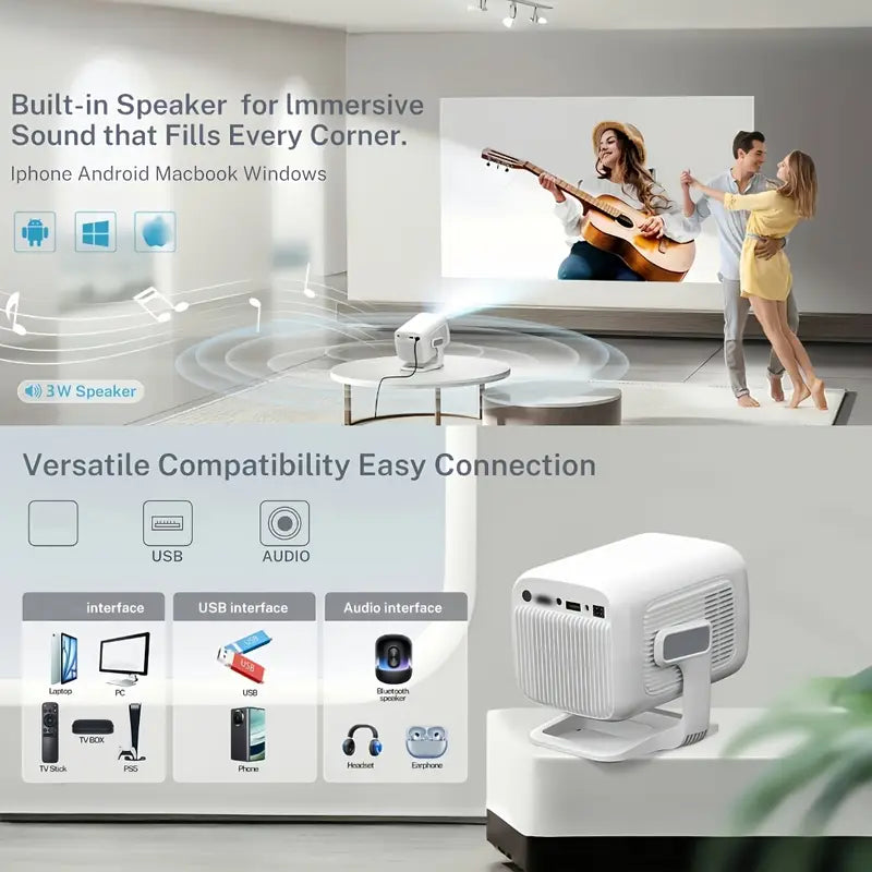Portable Smart Projector with 4K Decoding