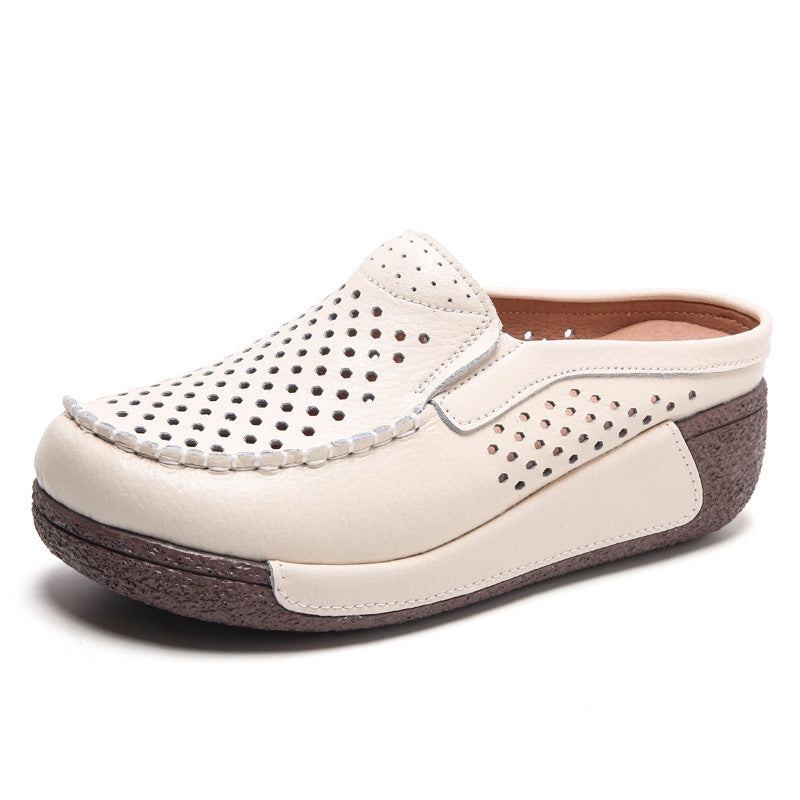 Fashionable All-match Rocking Shoes Thick-soled Muffin Closed Toe Half Slippers