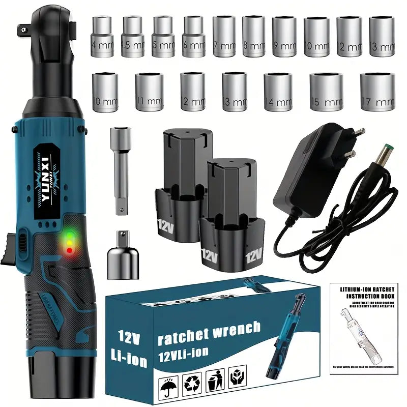 Cordless Ratchet Wrench with Brushless Motor - Heavy-Duty Electric Wrench, 12V Lithium-Ion Power Tool